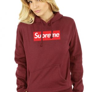 Supreme Logo Maroon Hoodie Unisex Adult size S to 2XL