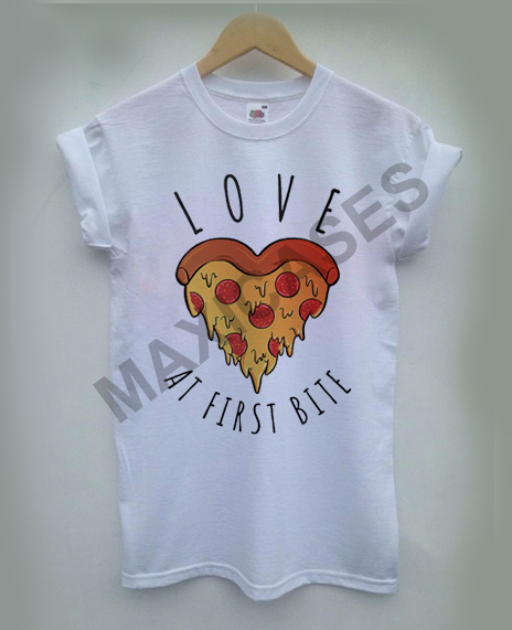 Love at first bite pizza T-shirt Men Women and Youth