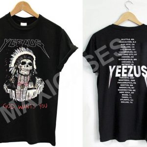 Kanye west yeezus tour with date Two Side T-shirt Men Women and Youth