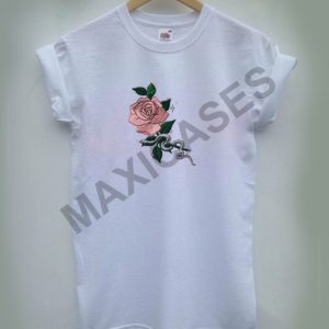 Embroidered Snake and Rose T-shirt Men Women and Youth