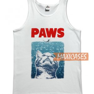 Cat Meow Paws Parody Jaws Tank Top